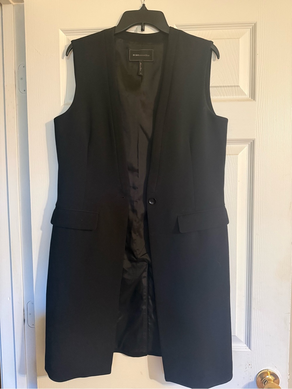BCBGMaxAzria Black Sleeveless Long Vest Blazer